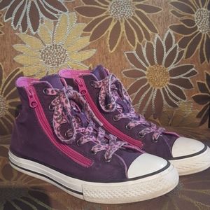 Girls purple converse double zipper size 4